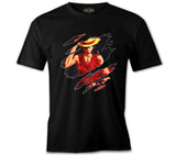 One Piece - Luffy Straw Hat 3 Black Men's T-Shirt