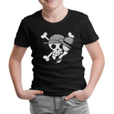 One Piece - Luffy Straw Hat 4 Black Kids Tshirt