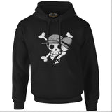 One Piece - Luffy Straw Hat 4 Black Men's Zipperless Hoodie