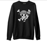 One Piece - Luffy Straw Hat 4 Black Men's Thick Sweatshirt