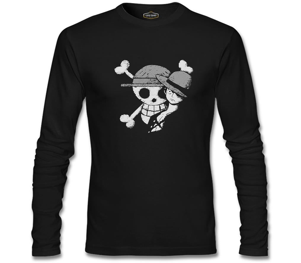 One Piece - Luffy Straw Hat 4 Black Men's Sweatshirt