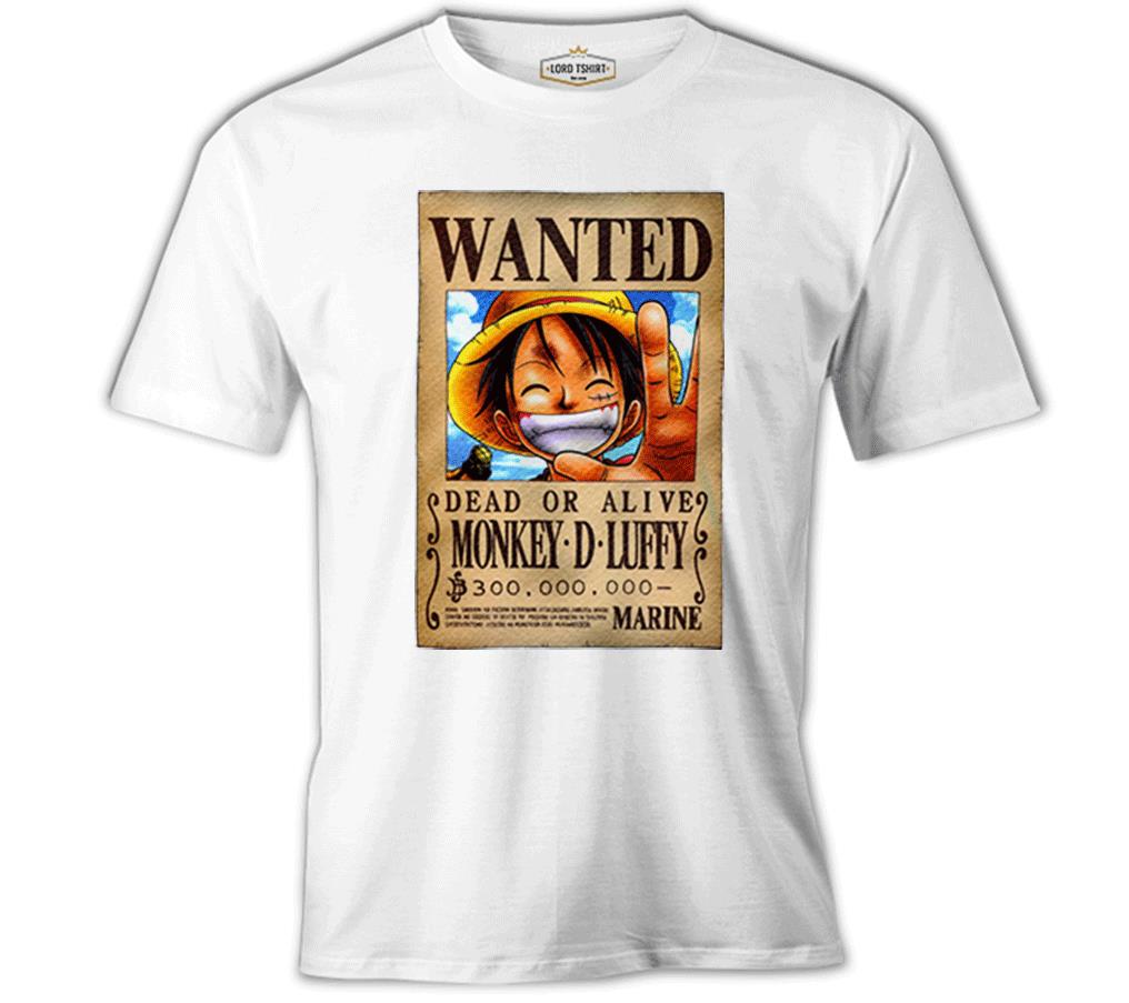 One Piece - Monkey D. Luffy Beyaz Erkek Tshirt