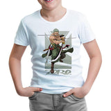 One Piece Roronoa Zoro with Three Swords Beyaz Çocuk Tshirt