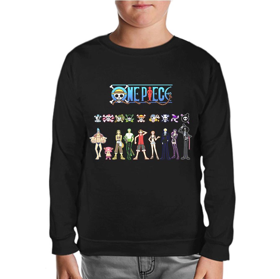 One Piece Siyah Çocuk Sweatshirt