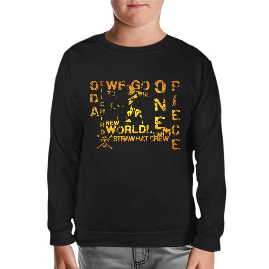 One Piece - Straw Hat Black Kids Sweatshirt