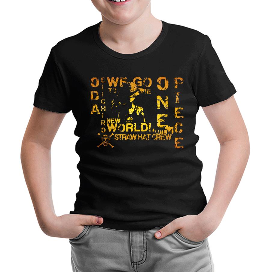 One Piece - Straw Hat Black Kids Tshirt
