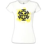 One Piece - Trafalgar Law Logo Beyaz Kadın Tshirt