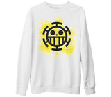 One Piece - Trafalgar Law Logo Beyaz Kalın Sweatshirt