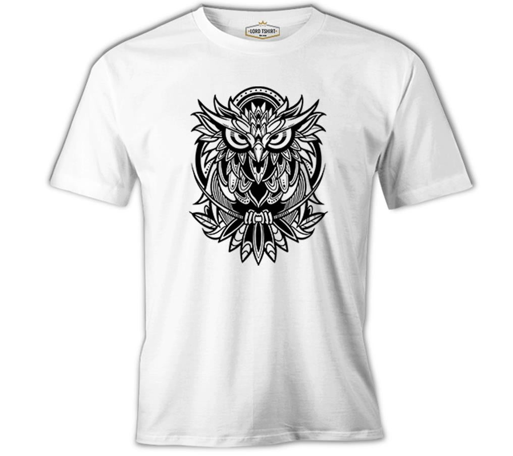Owl in Tribal Style Beyaz Erkek Tshirt