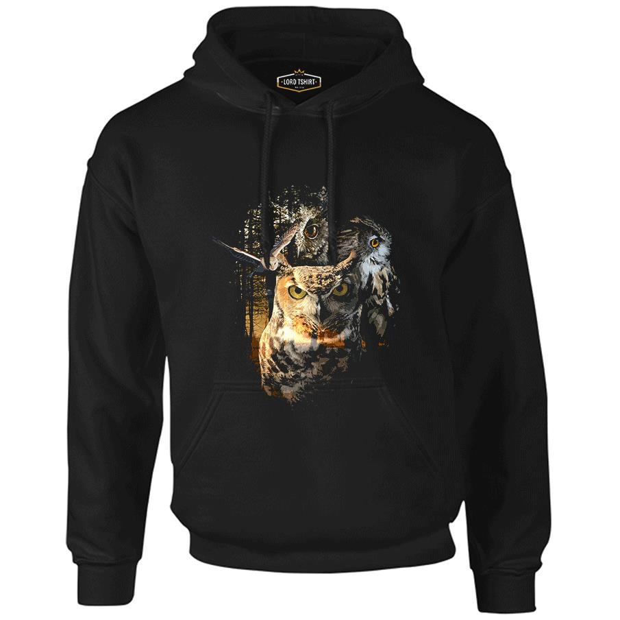 Owls at Night Black Men's Zipperless Hoodie