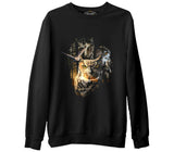 Owls at Night Siyah Erkek Kalın Sweatshirt