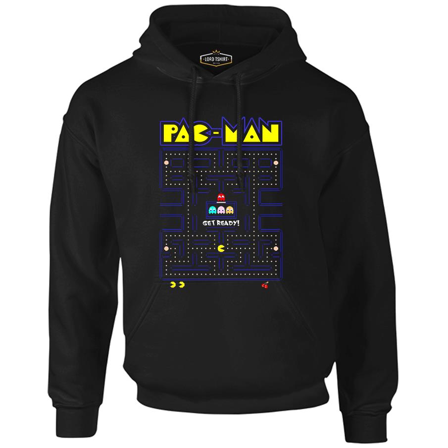 Pac-Man - Get Ready Siyah Erkek Fermuarsız Kapşonlu