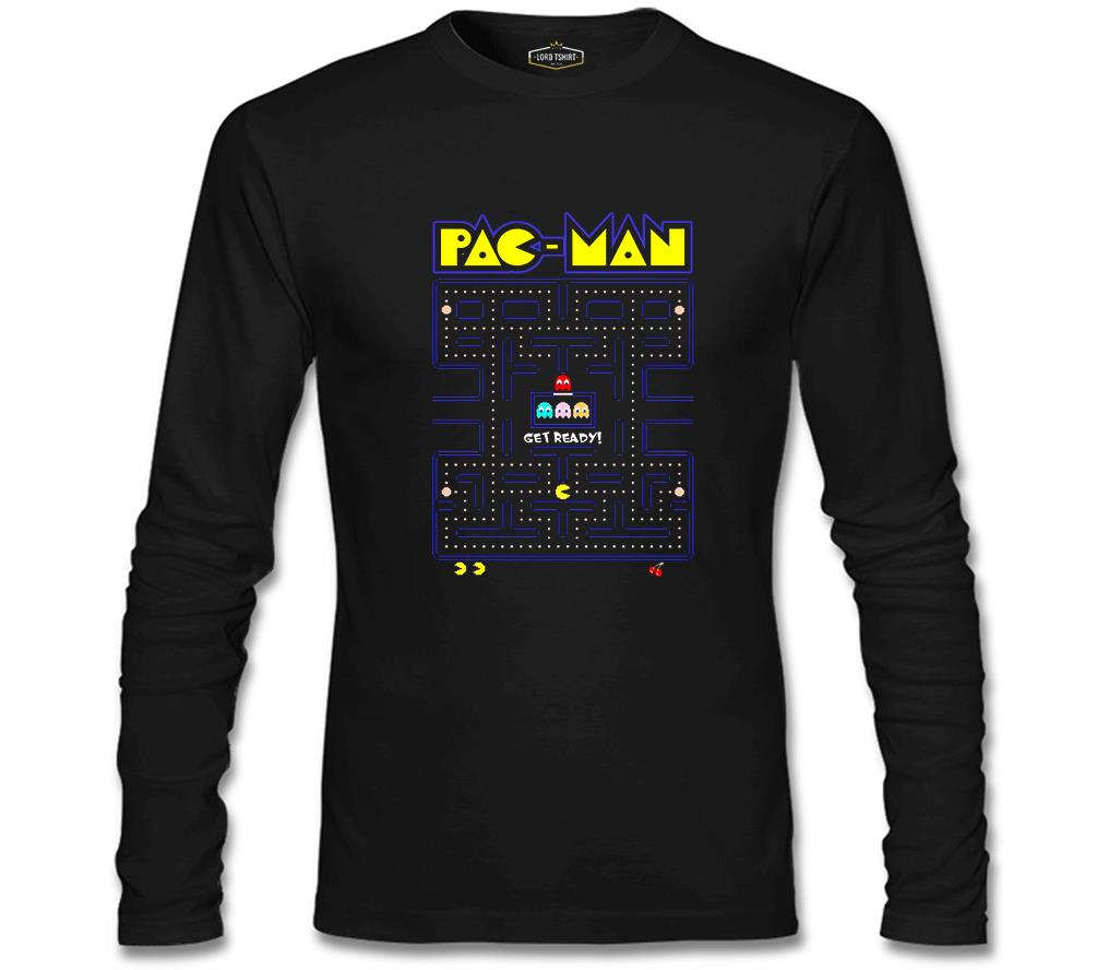 Pac-Man - Get Ready Siyah Erkek Sweatshirt