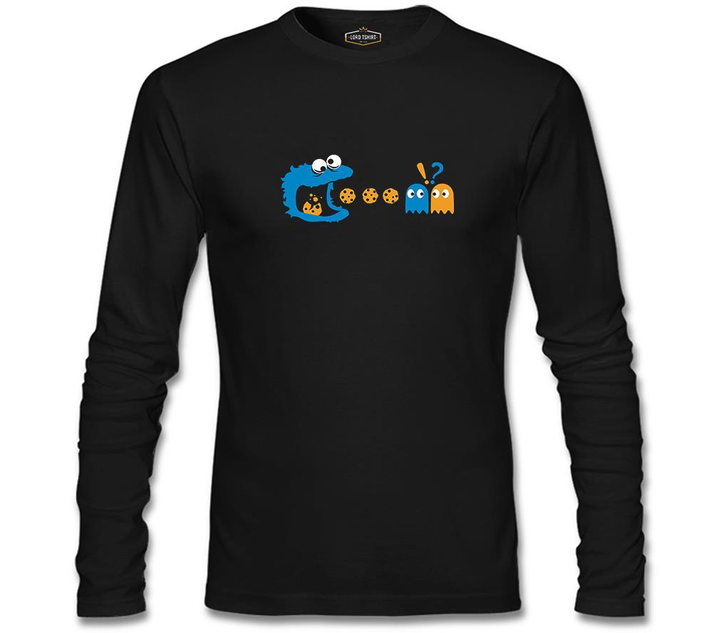 Pac-Man - Kurabiye Canavarı Siyah Erkek Sweatshirt