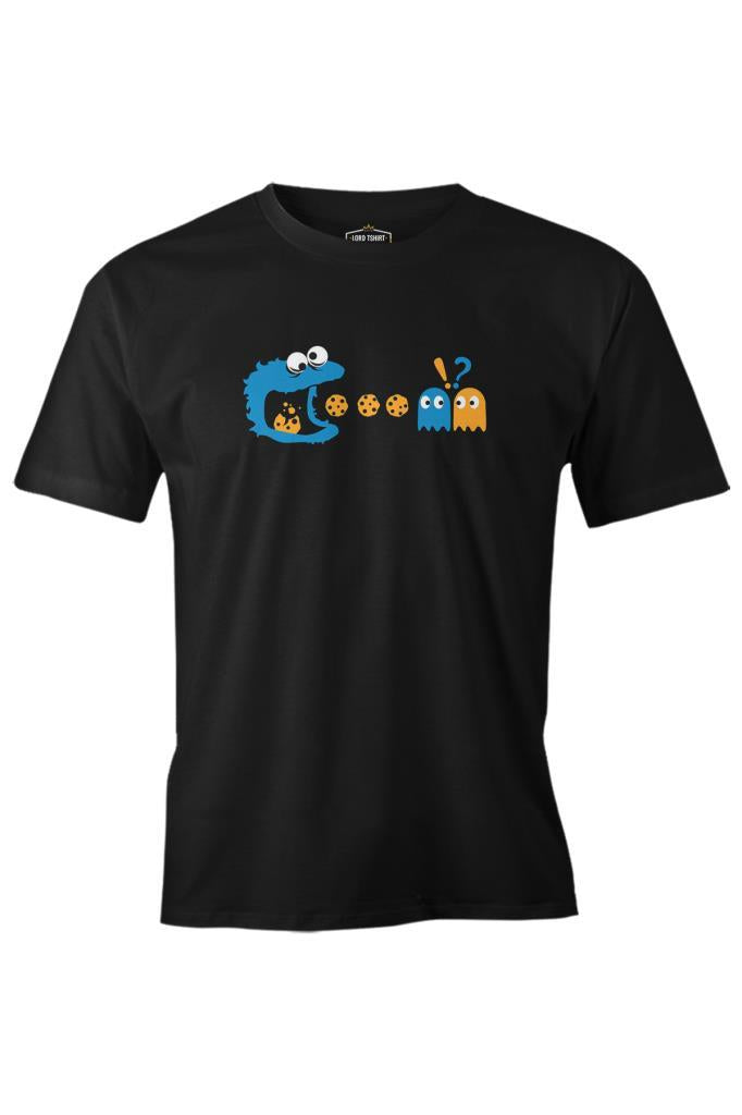 Pac-Man - Kurabiye Canavarı Siyah Erkek Tshirt