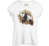 Panda Sleeping on a Branch Beyaz Kadın Tshirt