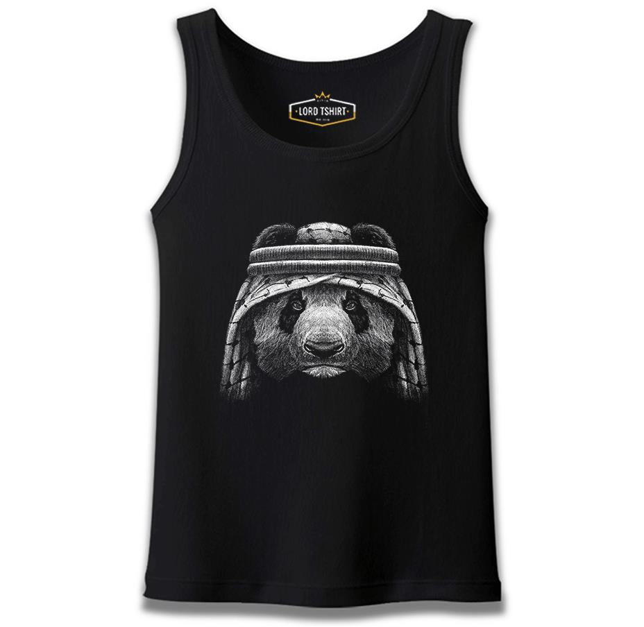 Panda Wearing Headscarf Realistic Black Men's Undershirt