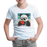 Panda with Sunglasses Reading a Book White Kids Tshirt