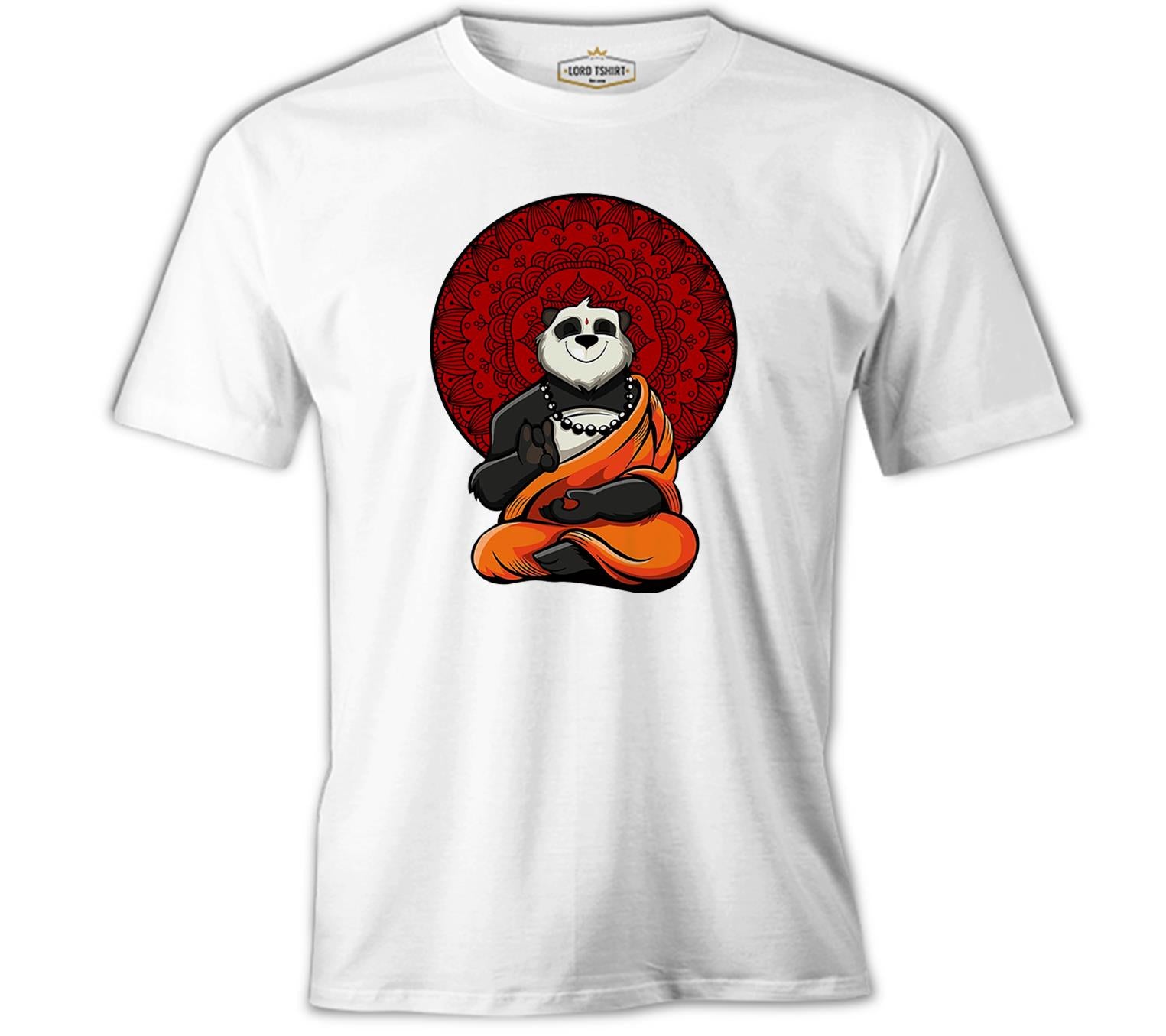 Panda Yoga Beyaz Erkek Tshirt