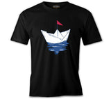 Paper Boat with a Red Flag Black Men's Tshirt
