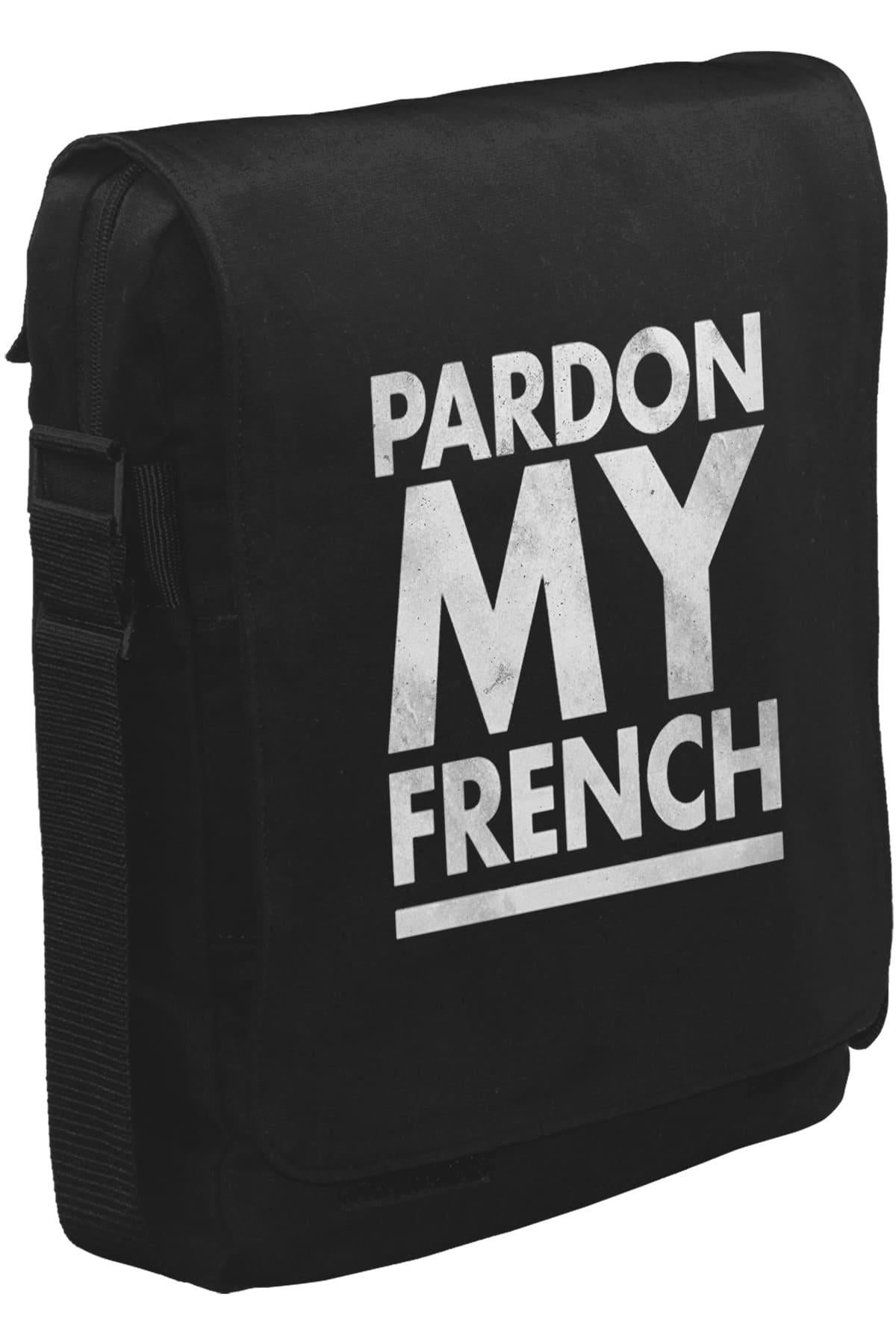 Pardon my French Unisex Siyah Postacı Çanta