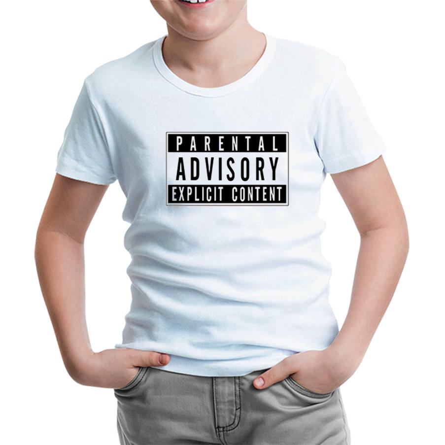 Parental Advisory Explicit Content Beyaz Çocuk Tshirt