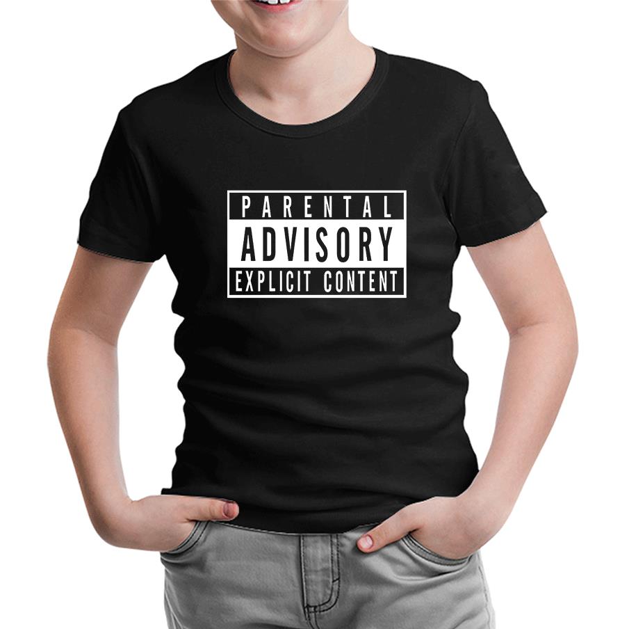 Parental Advisory Explicit Content Siyah Çocuk Tshirt