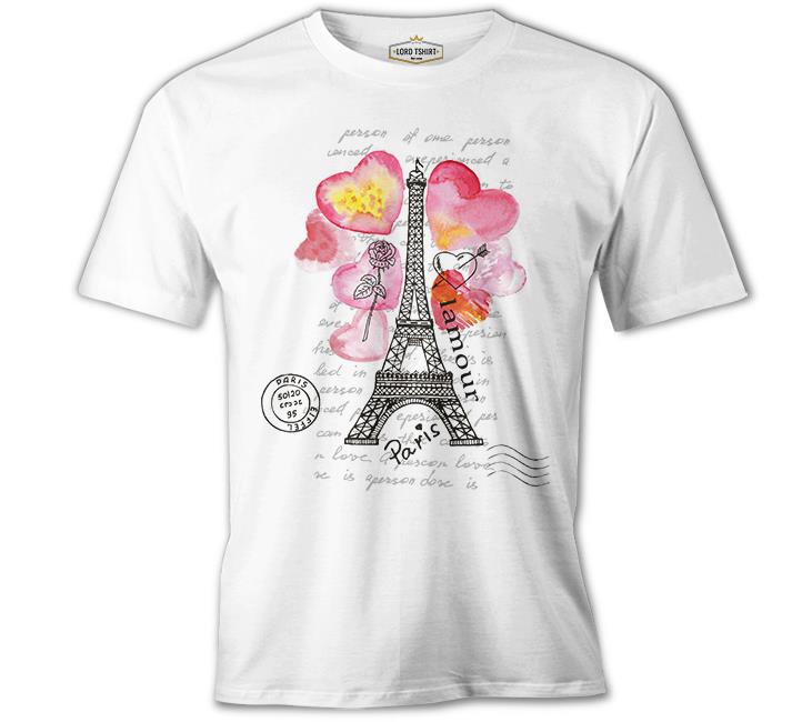 Paris - L'amour Beyaz Erkek Tshirt