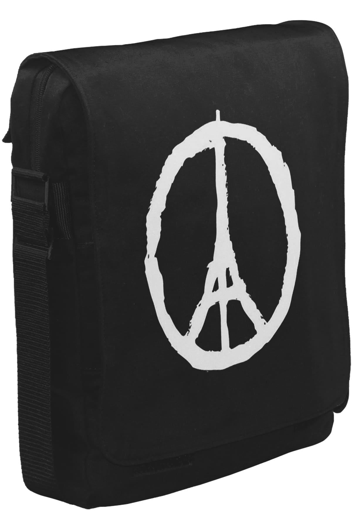 Paris - Peace Unisex Siyah Postacı Çanta