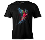Parrot Splashing Colors Black Men's Tshirt