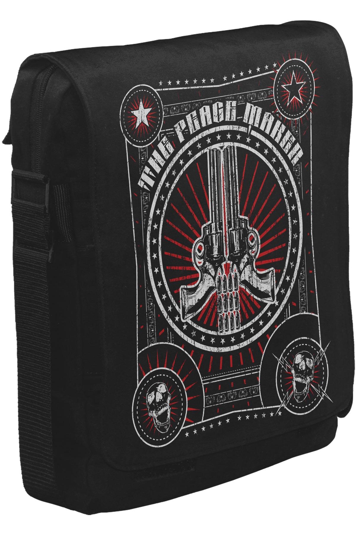 Peace and War Unisex Siyah Postacı Çanta
