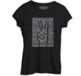 Peace Hand Sign in 3D Black Women's Tshirt