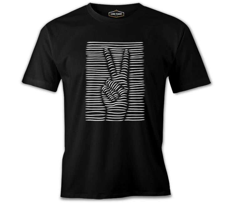 Peace Hand Sign in 3D Black Men's Tshirt