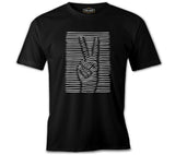 Peace Hand Sign in 3D Siyah Erkek Tshirt