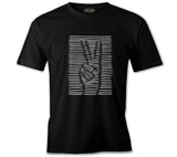 Peace Hand Sign in 3D Black Men's Tshirt