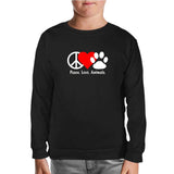 Peace Love Animals Black Kids Sweatshirt