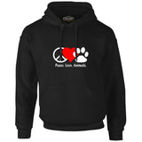 Peace Love Animals Siyah Erkek Fermuarsız Kapşonlu