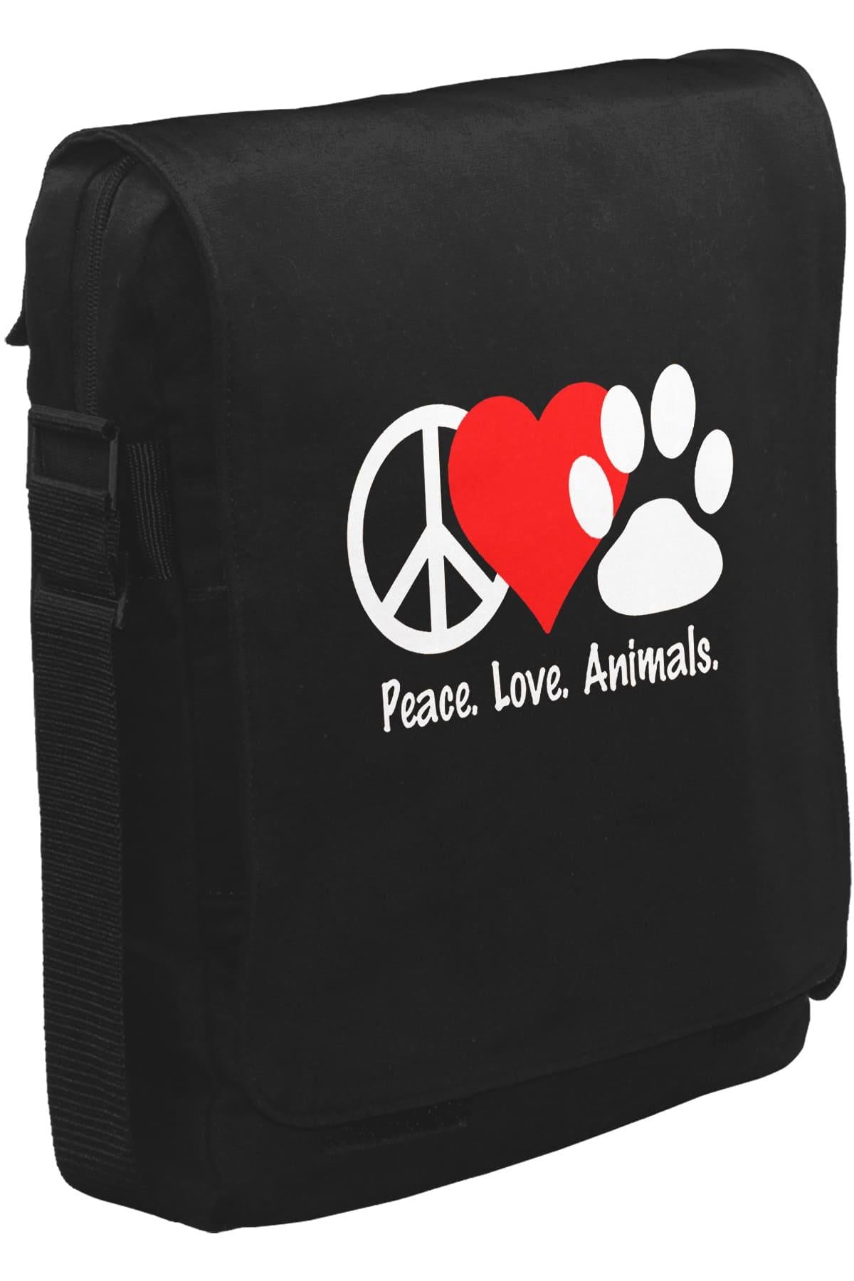 Peace Love Animals Unisex Siyah Postacı Çanta