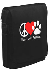 Peace Love Animals Unisex Siyah Postacı Çanta