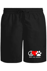 Peace Love Animals Unisex Siyah Şort