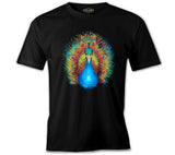 Peacock with a Rainbow Colored Tail Black Men's Tshirt
