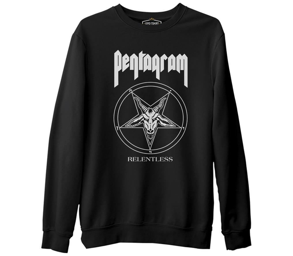 Pentagram - Relentless  Siyah Erkek Kalın Sweatshirt