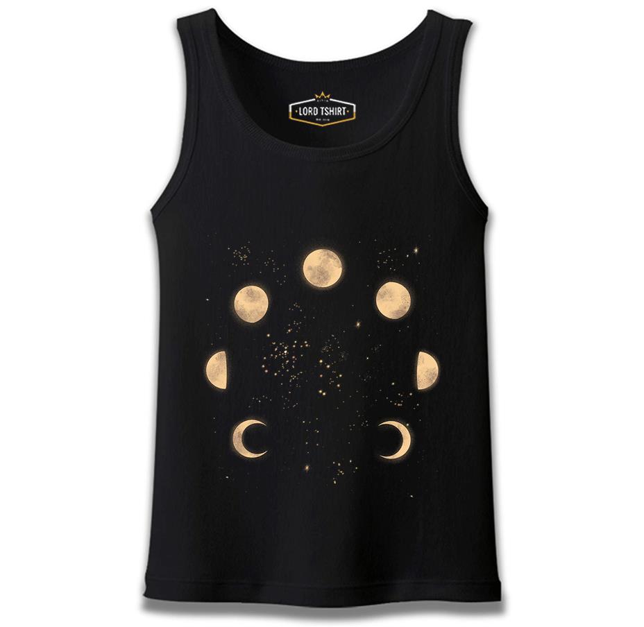 Phases of the Golden Moon in Space Siyah Erkek Atlet