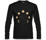Phases of the Golden Moon in Space Siyah Erkek Sweatshirt