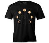 Phases of the Golden Moon in Space Black Men's Tshirt