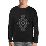 Phases of the Moon on a Geometrical Background Black Kids Sweatshirt