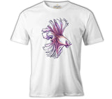 Pink Beta Fish in Watercolor Style Beyaz Erkek Tshirt