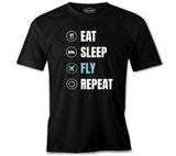 Plane Pilot Eat Sleep Fly Quote Black Men's Tshirt