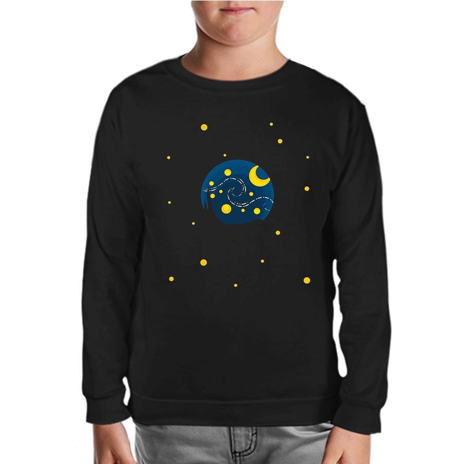 Planet and Moon Black Kids Sweatshirt