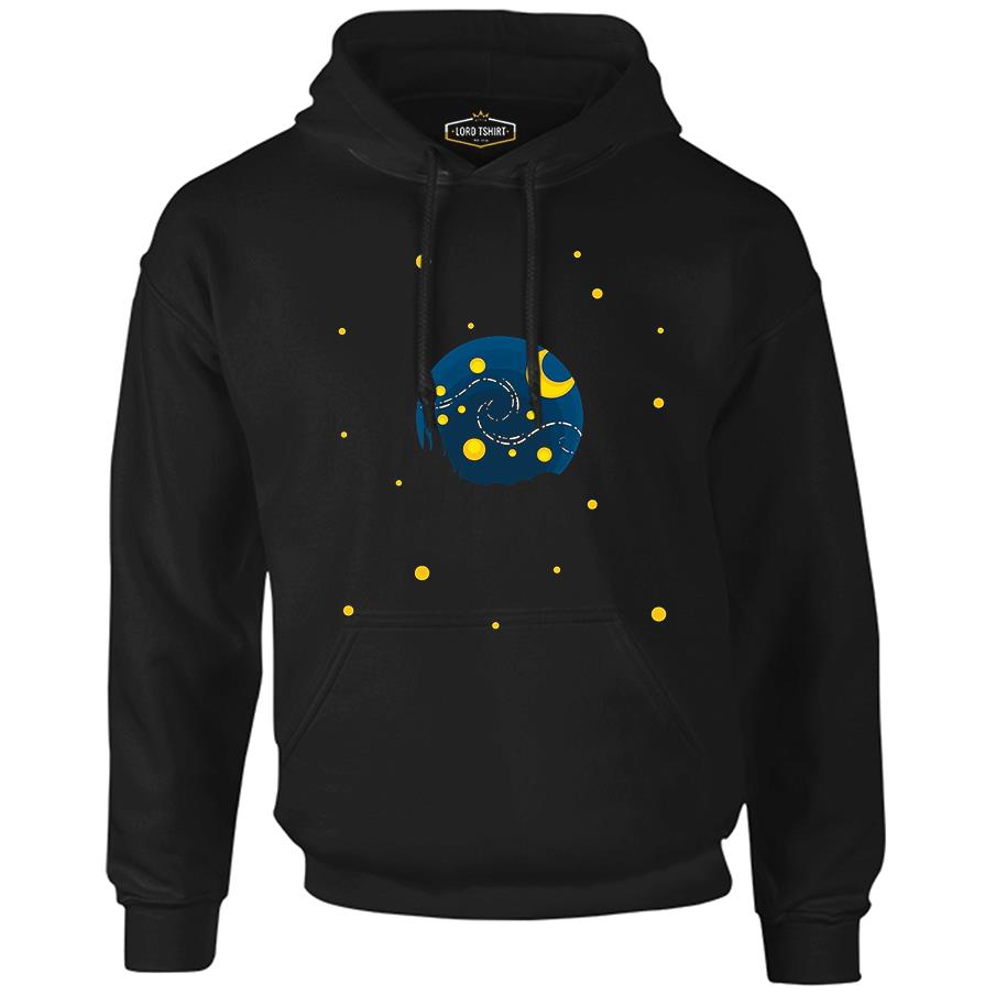 Planet and Moon Black Men's Zipperless Hoodie